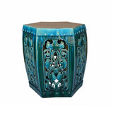 ceramic stool - hexagon clay stool - green clay side table