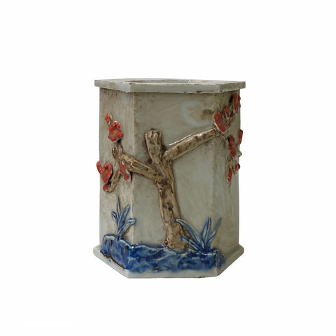 chinese porcelain pen holder - oriental flower vase - ceramic brush holder