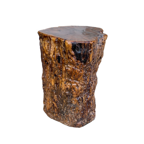 rustic raw wood side table - irregular shape tree stem stool