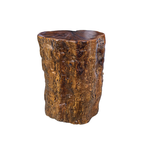 rustic raw wood stool  - uneven stem wood side table
