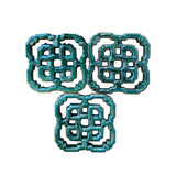 oriental ceramic tiles - turquoise green blue mix garden tile - asian knot tiles