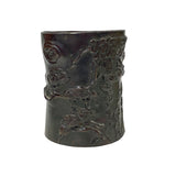 metal brush holder - oriental dimensional pattern metal container