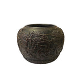 Chinese metal dragon bowl display 