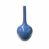 midnight blue vase - long neck porcelain vase - plain blue vase