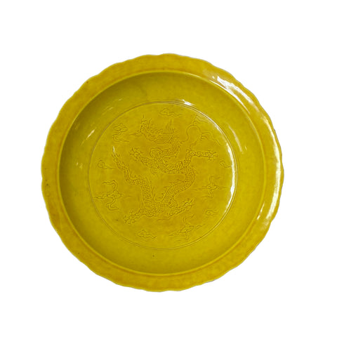 mustard yellow plater - Chinese dragon theme plate 