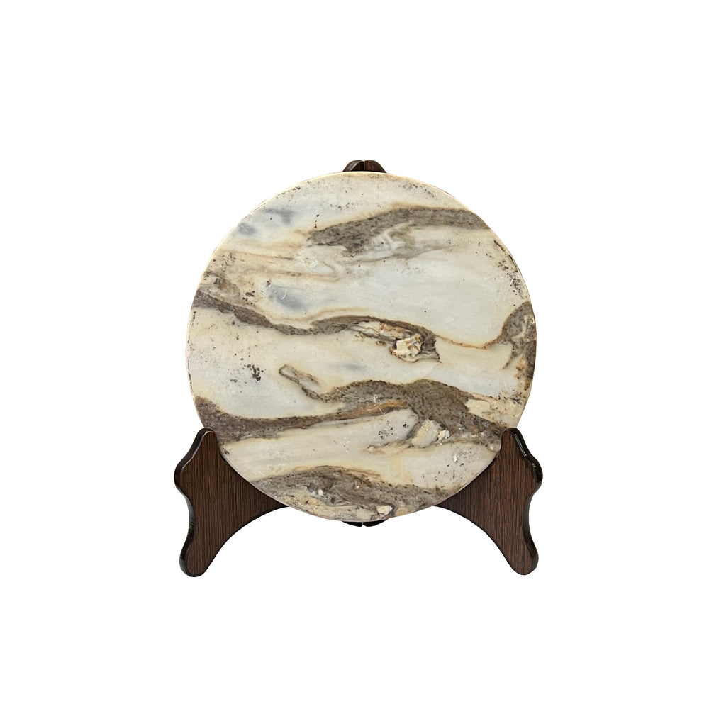 Chinese Natural Dream Stone Round White Fengshui Plaque Display ws2256S Chinese Natural Dream Stone Round White Fengshui Plaque Display ws2256S