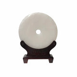 stone plaque - round white stone - fengshui plaque