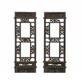 Pair of Hand-Crafted  Restored Vintage Chinese Wood Wall Panels - Carved Motifs in Red, Green, and Gold ws1614S