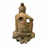 Solid Wood Guan Yin Kwan Yin Bodhisattva Statue Hand-Crafted Seated In Relaxation Spiritual Decor ws1554S