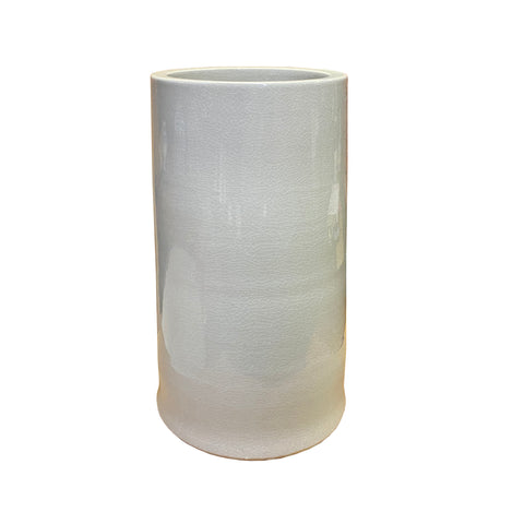 off white crackle pattern vase - round column porcelain vase - off white ceramic umbrella stand