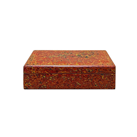 Handmade Orange Multi-Layer Lacquer Abstract Pattern Wood Box cs5475S