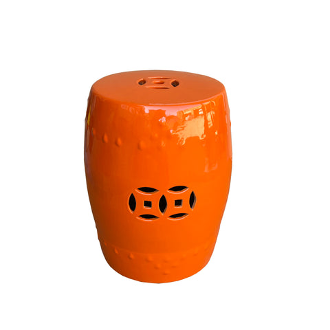 chinese orange porcelain stool - asian double coin porcelain round table