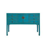 bright Benitoite Blue #0079AB table - oriental moonface foyer table - 