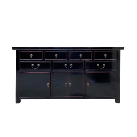 black lacquer sideboard - asian black drawers credenza - black console table
