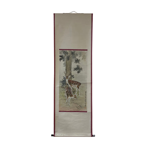 chinese scroll painting - oriental ink brush deer wall painiting
