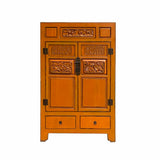 orange lacquer Chinese cabinet - Chinese storage cabinet - Asian lacquer TV cabinet
