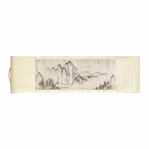 vintage Chinese scroll painting - oriental water mountain horizontal painting - chinese scroll painting wall art