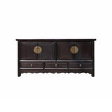 dark brown tv console cabinet - asian moon face storage cabinet  - TV console table