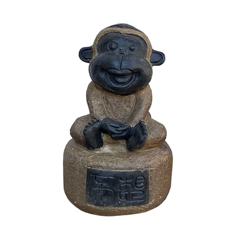 small stone monkey  - zen garden ape statue - oriental stone monkey figure