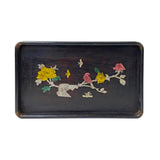 wood tray - Chinese rectangular plate - Asian flower bird tray