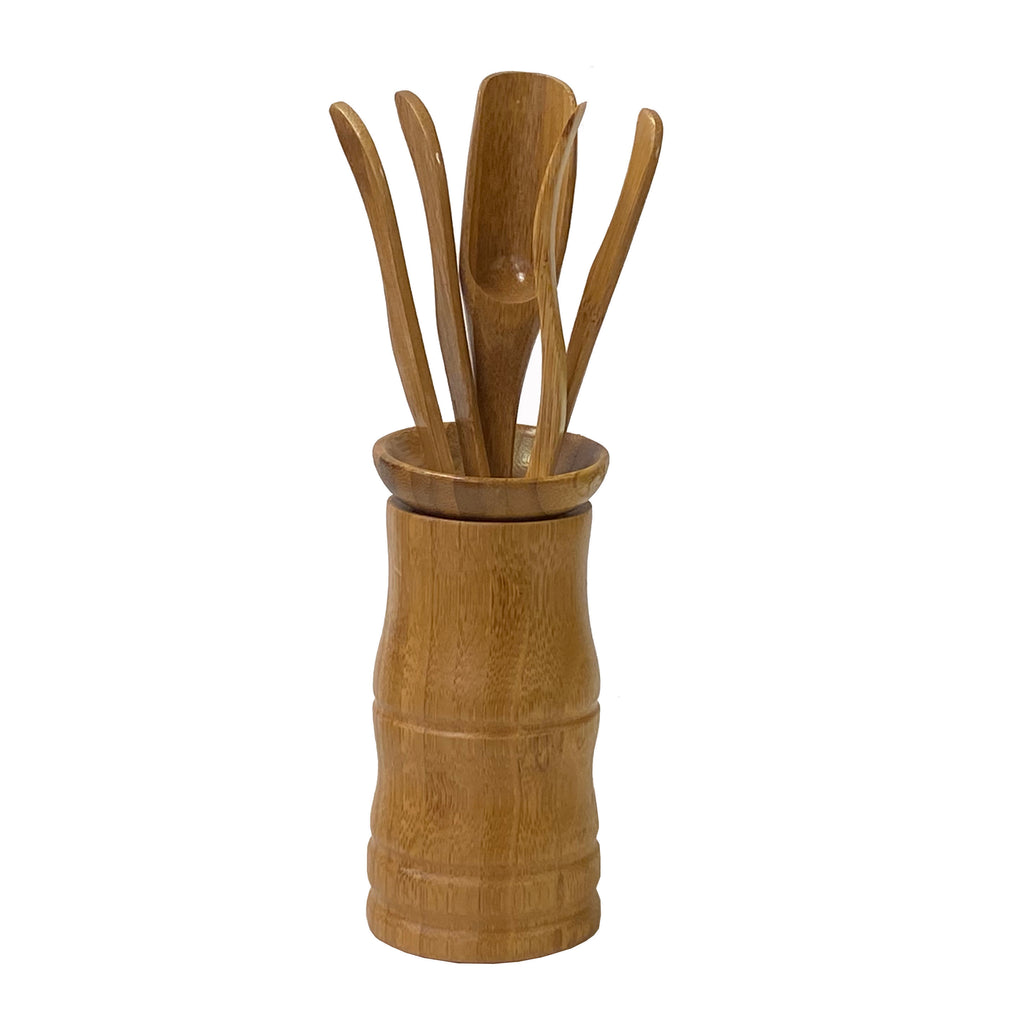Chinese Light Brown Wood Tea Leaf Picking Scooper Tools Set ws2689S