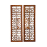 A Pair Chinese Distressed Geometric Pattern Screen Panel Divider cs7565S