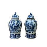 pair temple jar - chinese blue white porcelain jar - Large ginger jar
