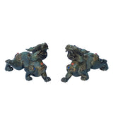 pair stone pixiu figures - chinese fengshui figures - oriental green stone dragons