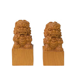 Wood foo Dogs figures - Fengshui lions - Chinese Wood Kirin