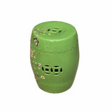 Handmade Apple Green Porcelain Birds Flower Round Stool Ottoman cs6917S