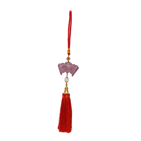 fangshui kirin tassel - crystal glass purple pendant - chinese glass pendant tassel 