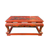 oriental display stand - Chinese rustic lacquer display stand table - white crane graphic