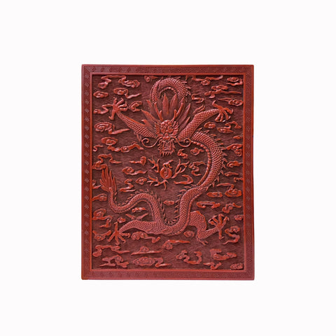 red lacquer rectangular box - oriental dragon red lacquer carved box 