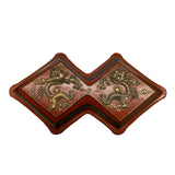 golden dragon box - oriental red lacquer rhombus box - Chinese golden dragon box