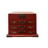 Chinese red dragon phoenix jewelry box