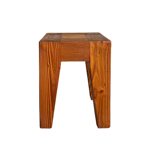 square wood stool - asian thick draft wood side table -