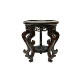 tall craw legs round wood stand - asian chinese tall vase stand