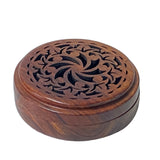 round accent box - oriental carving small box