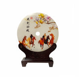 round stone plaque - horses theme fengshui stone plaque - Chinese stone plaque