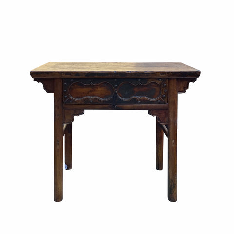 rustic side table - oriental vintage console table - raw wood table