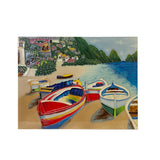 colorful porcelain wall hanging - beach boats wall art