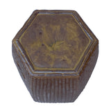 Chinese Hexagon Bamboo Theme Brown Ceramic Clay Garden Stool cs6962S