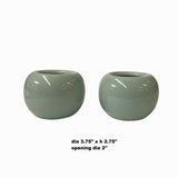 2 x Chinese Clay Ceramic Wu Celadon Green Small Vase Container ws1618S