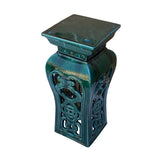 Ceramic Clay Green Square Tall Pedestal Table Flower Display Stand cs6991S