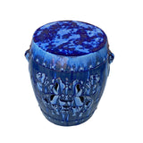 Chinese Mixed Blue Round Lotus Clay Ceramic Garden Stool Table cs6992S