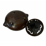 Oriental Brown Finish Metal Incense Burner with Pixiu Accent Lid ws1582S