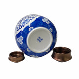 Oriental Handmade Blue White Porcelain Metal Lid Container Urn ws1662S