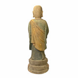 Chinese Rustic Wood Standing Praying Lohon Monk Statue ws1540S