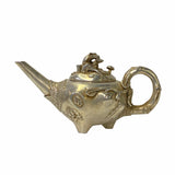silver color teapot display - oriental teapot display art - Chinese metal teapot display