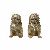 Chinese lions - silver metal foo dogs - Fengshui foo dogs
